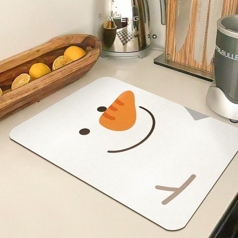 LAN Bonhomme de neige commémoratif de Noël 4050cm en terre de diatomées Tapis d'égouttage de cuisine, en terre de diatomées, lavable, résistant à la chaleur, isolant thermique, pour table, résistant à (1/4)