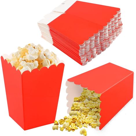 50 Pièces Popcorn Boîtes, 5,5x7,5x10,7 cm Sacs de Pop-Corn en Papier, Petites Cornet Pop Corn, Conteneur de Bonbons en Carton pour Fêtes D'anniversaire Cinéma Noël Mariages Carnaval (Rouge) (1/5)