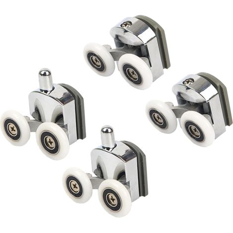 CCYKXALot de 4 rouleaux de porte coulissante polyvalents pour porte de douche réglable en hauteur et lisse pour portes en verre (1/5)