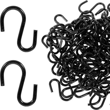 Lot de 100 crochets en S en métal noir, crochets de suspension robustes en forme de S (1/3)