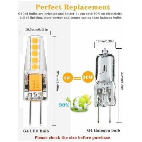Tigrezy-G4 LED Ampoule 3W AC/DC 12V Equivalent 30W Ampoule à Halogène Blanc Chaud 3000K 2835 SMD 300 LM, Non-Dimmable, 360° Angle de Faisceau(Lot de 10)