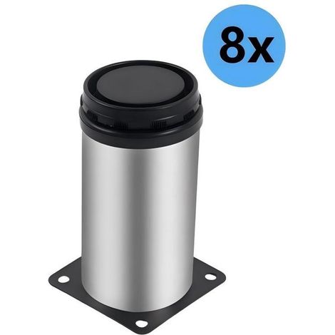 Runde, verstellbare Metall-Möbelfüße – 8 Stück – Höhenverstellbar von 0–10 mm – Geeignet für Schrank-, Bett- und Tischbeine – Schwarz – 50 x 100 mm (1/5)