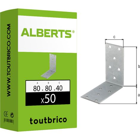 ALBERTS Equerre d'assemblage galvanisé, 80x80x40 mm (1/2)