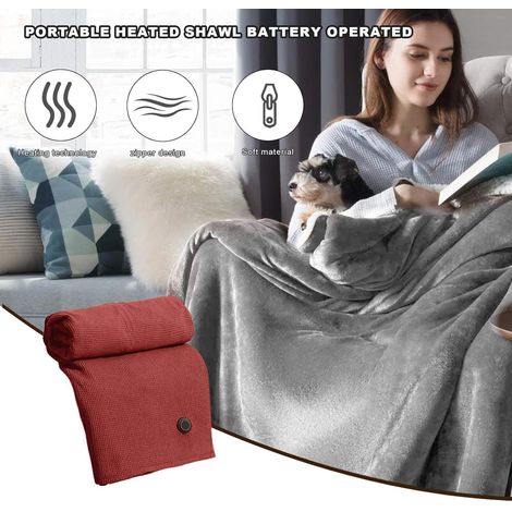 Coperta elettrica a batteria, scialle riscaldato a batteria, comoda coperta elettrica invernale con 3 livelli di riscaldamento Coperta elettrica portatile (1/4)