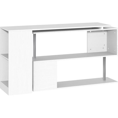 GagaBureau d angle gain de place avec etagere en S moderne en bois 140x120x78 cm Blanc (1/5)