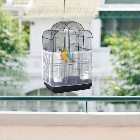 Protecteur de Cage d'Oiseaux [Couverture Élastique Nylon] Filet de Cage pour Perruche Housse Accessoire (106-208cm Circonférence, 20cm Hauteur) (1/4)