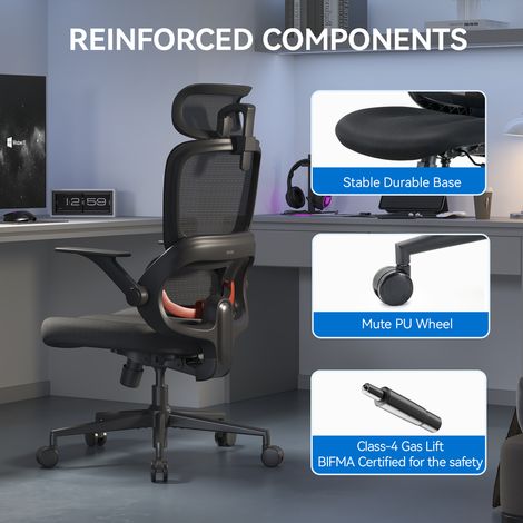 SIHOO B100 SE Office Chair with 2D Armrests, High Back Desk Chair with 2D Headrest, Ergonomic Chair with Adaptive Dynamic Lumbar Support, 113-135° Tilt Lock, 300 lbs, Black