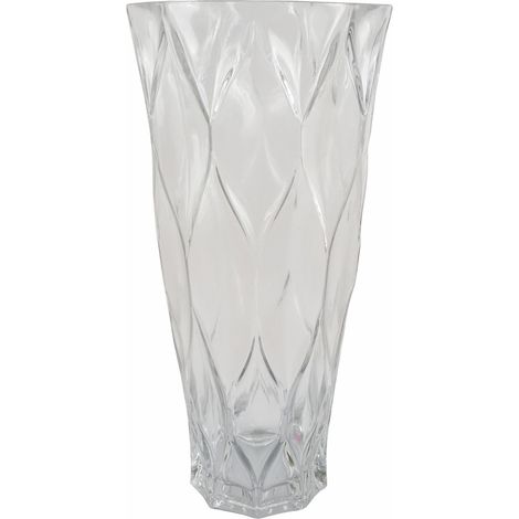 35cm Clear Chunky Ridged Glass Vase (1/4)
