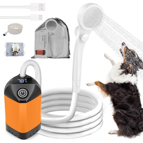 1 douche pour chien, portable avec écran numérique affichant la température, 3 têtes de douche réglables, usage intérieur et extérieur (1/5)