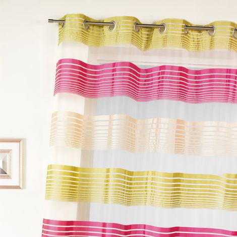 Voilage organza à fines rayures horizontales colorées Rose Blush 140x240 cm