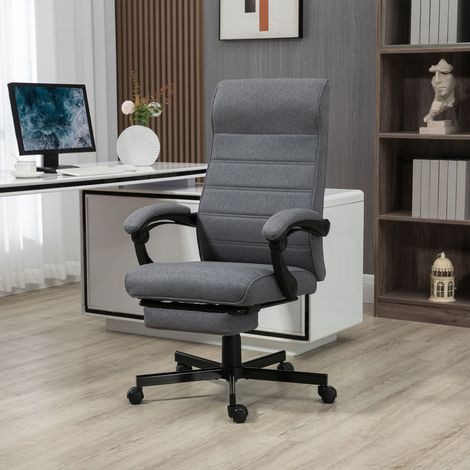 Silla de Oficina Reclinable con Altura Ajustable Reposabrazos y Reposapiés Retráctil 68x67x106-114 cm Gris (1/5)