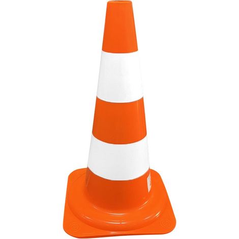 Cono di segnalazione in POLIETILENE da 50 cm, fascia riflettente, leggero e resistente
