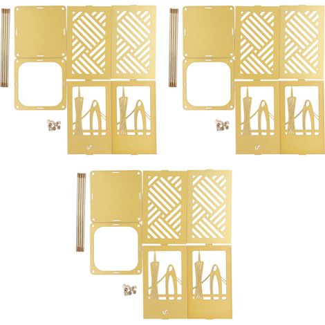 Porte-stylo métallique robuste, assemblage facile, surface électroplaquée haute dureté, couleur or, idéal pour stylos, règles et gommes. (1/5)