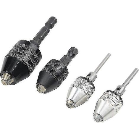 Adaptateur de mandrin à changement rapide (lot de 4) pour perceuse, mini mandrin à 3 mors, adaptateur pour tournevis, perceuse électrique. (1/5)