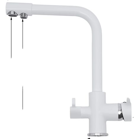 Grifo de cocina de 3 vías, latón y acero inoxidable, giratorio 360 grados, doble manija. (1/2)