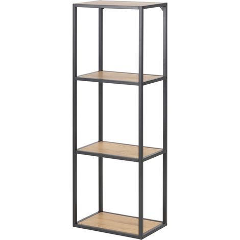 Selsey KRAPINA - Standregal / Bücherregal mit 4 Ebenen - Schwarz / Eiche - Industrial-Style - 108 cm hoch (1/5)