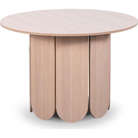 Table ronde style japandi extensible 310cm Tulipa rallonges intégrées Bois clair