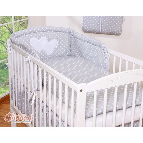 Juego de ropa de cama de 3 piezas 135x100 - Corazones, lunares blancos sobre fondo gris (1/2)