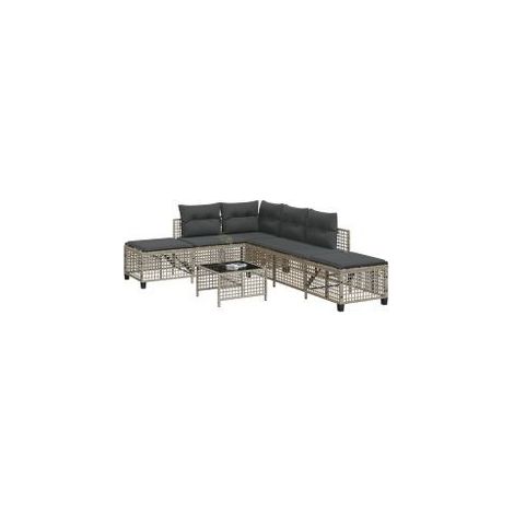 Salon de jardin d'angle avec coussins 3 pcs gris clair rotin (1/5)