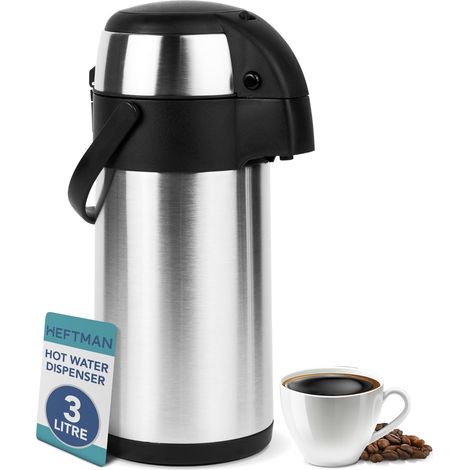 Cafetière isotherme - 3 L - Acier inoxydable - Pompe manuelle - Base rotative à 360° - Convient pour le café et le thé (201 x 3 L) (1/5)