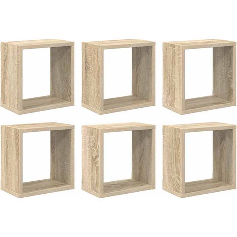 Étagères cube murales 6 pcs Étagères flottantes Chêne sonoma 26x15x26 cm (1/5)