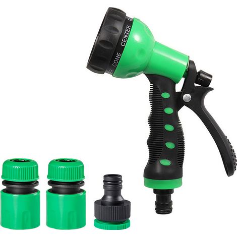 Pistolet d'arrosage 7 modes – Jet puissant à délicat – Pression renforcée – Économie d'eau – 3 adaptateurs universels – Poignée soft-touch – Résistant chocs/corrosion – Pour jardin, maison (1/4)