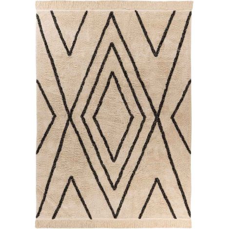 Tapis Tufté à la Main Ethnique "Mylen V" Beige & Noir 120 x 170 cm (1/5)