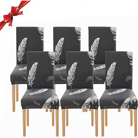 Funda elástica para silla de 6 piezas (gris pluma), funda universal lavable y fácil de limpiar para decoración de hotel, restaurante y comedor