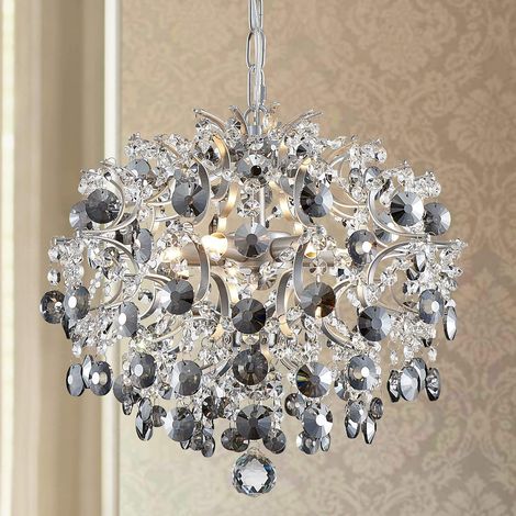 Moderne Pendentif Lustre Cristal Goutte De Pluie Éclairage Plafonnier Lampe pour Salle À Manger Salle De Bains Chambre Salon 5 Ampoules G9 Requis Diamètre 40 cm Hauteur 45 cm (1/5)