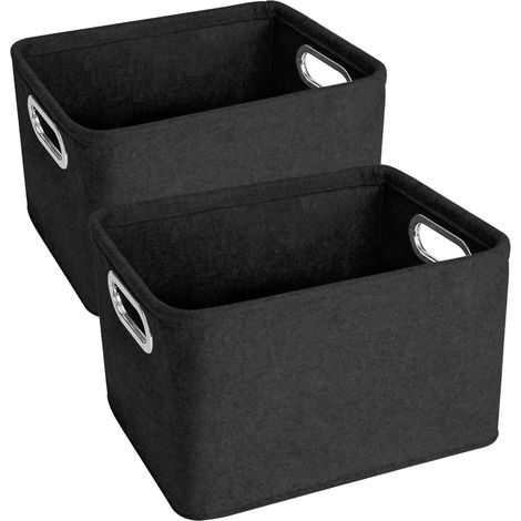 faltbare Aufbewahrungskörbe, Filz-Aufbewahrungsbox mit Griffen, Aufbewahrungsbehälter für Küche, Badezimmer, Kleiderschrank, Büro (Schwarz) (1/5)
