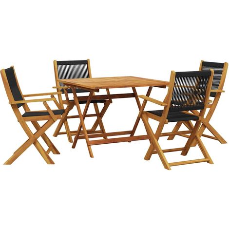 Maison Exclusive - Set Pranzo da Giardino 5 pz Nero Polipropilene e Legno Massello