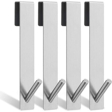 Ganchos para puerta de ducha, 4 ganchos para toallas de baño, toalleros de baño sin perforaciones, ganchos de ducha de acero inoxidable para sobre la puerta de la ducha.