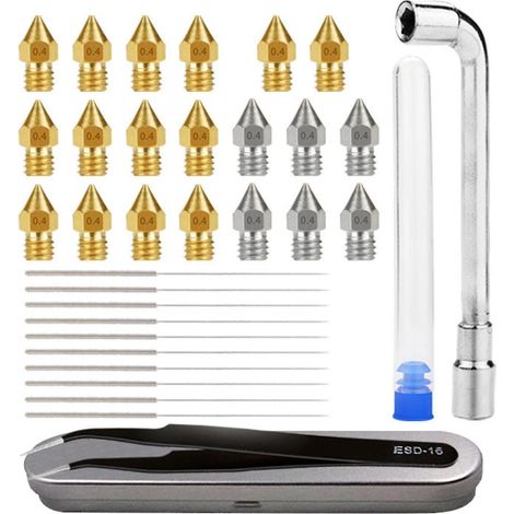 Lot de 34 aiguilles de nettoyage pour imprimante 3D, compatibles avec les forets de 0,4 mm. (1/4)