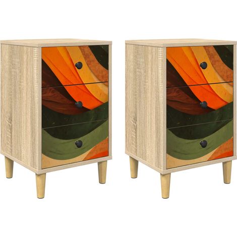 Bedside Cabinet ZAANDAM 2 pcs Sonoma Oak 36 x 33 x 60 cm vidaXL