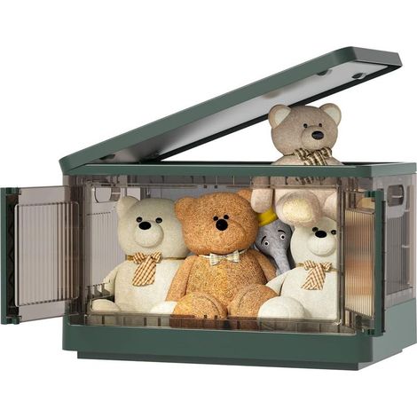 Reno – Caja de almacenamiento de plástico de 32 litros – Plegable con tapa y 4 ruedas – Apilable para ropa y juguetes – Dimensiones: 49 x 31 x 30 cm (1/5)