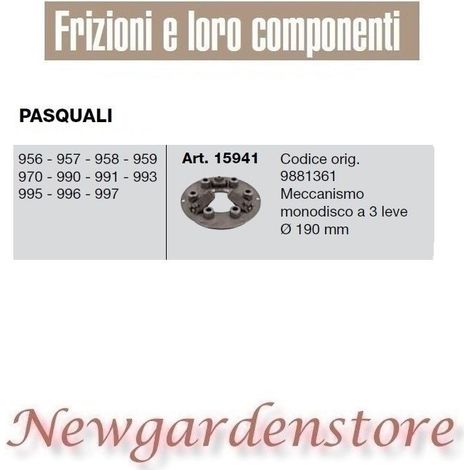 Einscheibenkupplung 15941 3-Hebel-Motorgrubber PASQUALI 956 957 958 959 970 990