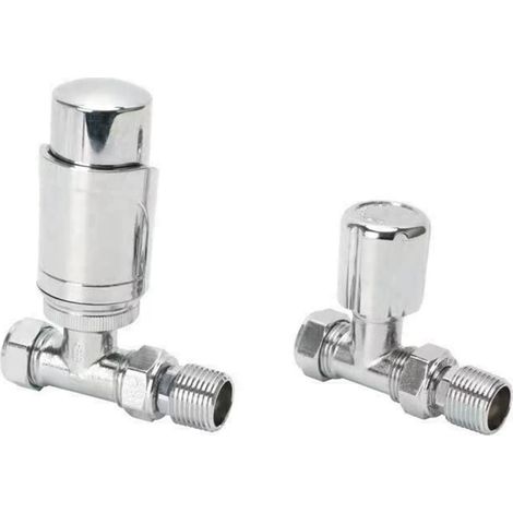 Radiator Valves Thermostatic Radiator Valves Angled or Straight Lockshield UK Valve 1/2" x 15mm Straight Chrome (1/2)