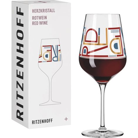 Verre à vin rouge 500 ml - Série Cristal de Cœur n° 10 - Verre avec motif de lettres, or rose - Made in Germany (1/5)