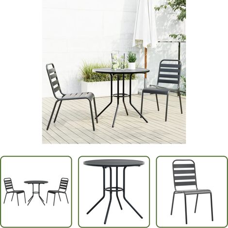 vidaXL Stapelbarer Stuhl -  Gartenstuhl-Set 3-tlg. Stapelbar Pulverbeschichteter Stahl (1/5)