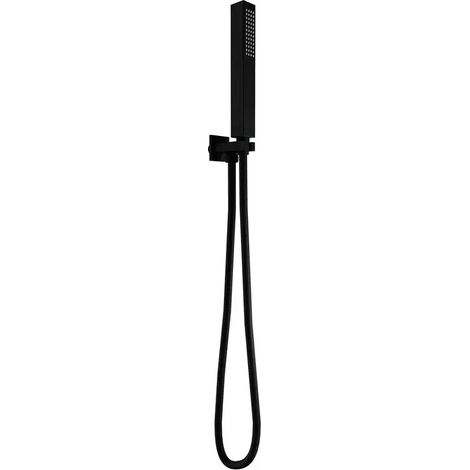 Kit de douche carré noir mat avec prise d eau et flexible de 150 cm (1/4)