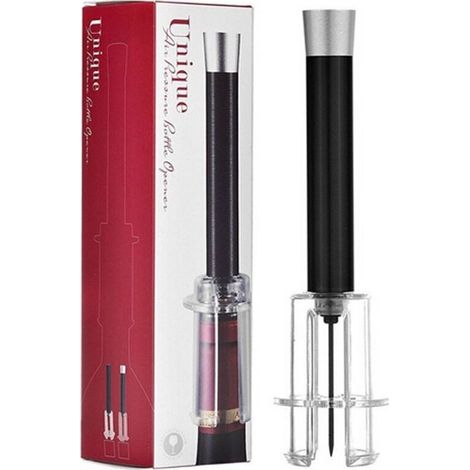 Tire-bouchon à pression d'air, ouvre-bouteille à bouchon éjectable, outils pour vin, accessoire vin, noir. (1/5)