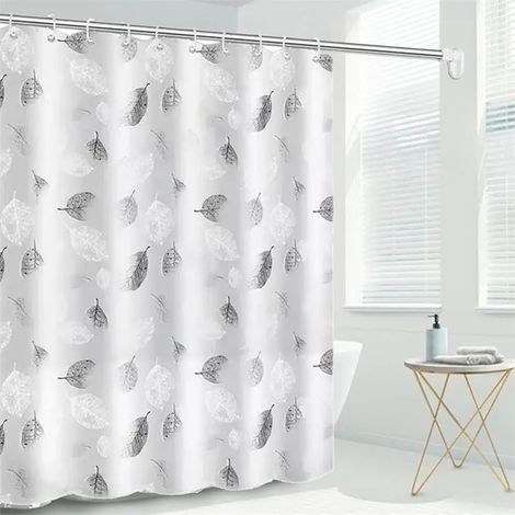 180 x 200cm Rideau de Douche,Rideau de Baignoire,Rideau Douche Anti Moisissure, Imperméable,avec 12 Crochets idéal pour Les familles,Dortoir,Hôtel,Motif Feuille