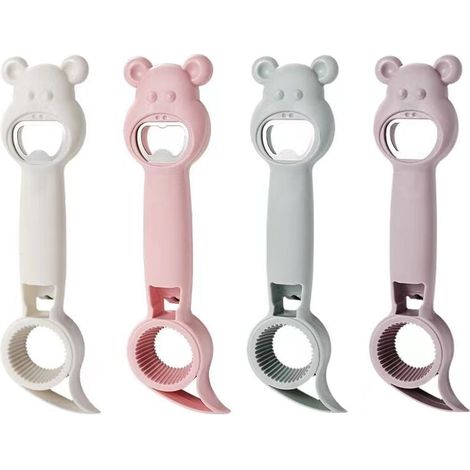 Lot De 4 Ouvre-Bouteille 4 en 1 Multifonction Manuel Ours Ouvre Bocal Décapsuleur Ouvre Canette Ouvre Bocaux Ouvre-Bouteille de Bière Décapsuleur de Bouteille Pour Bière Boîtes (1/4)