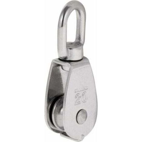Robuste Poulie à Corde Réa Simple avec Emerillon Pivotante en Inox Pulley Block Charge Max. 35-75 kg - M20