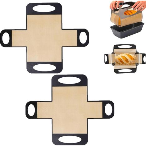 Juego de 2 tapetes de silicona para hornear, tapetes de silicona para hornear, accesorios para hornear pan, adecuados para moldes de pan con una base de 20 x 10 cm (1/5)