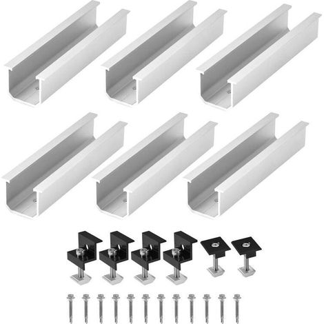 Ouylaf Kit de support de panneau solaire 6 pièces réglables 12 cm en aluminium Compatible 30-35 mm Pour toits plats et tôle trapézoïdale (1/5)