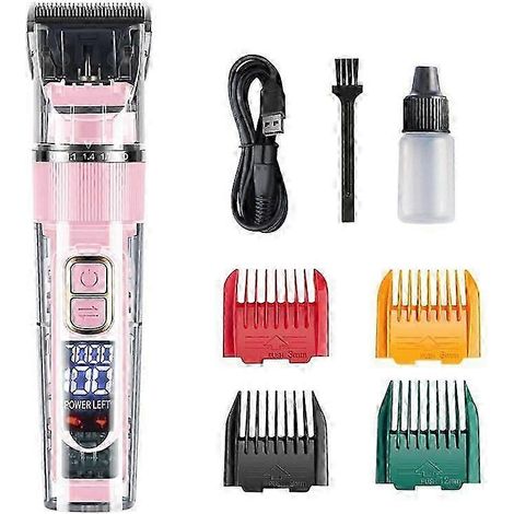 Tondeuse à poils pour chiens silencieuse avec écran LED pour pelages épais (rose) (1/5)