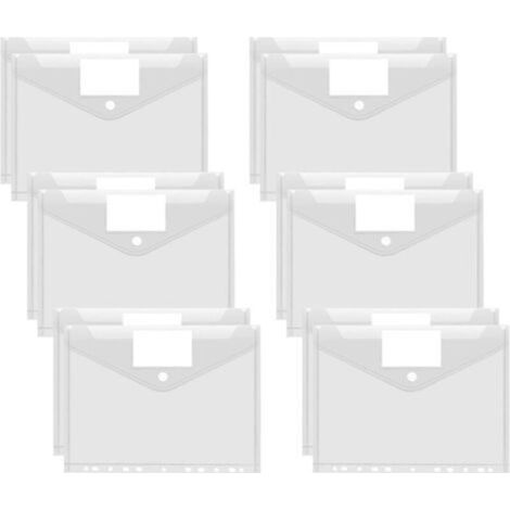 Set of 12 transparent A4 document holders - A4 format - With 11 holes and a pocket for labels to organize documents