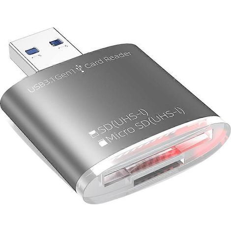 Adaptateur 2 en 1 USB et lecteur de cartes SD, compatible avec les cartes SD, TF, SDHC, SDXC, MMC et UHS-I pour ordinateur portable et de bureau. (1/5)