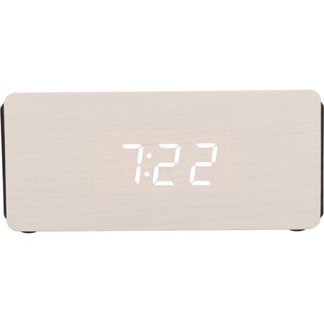 Horloge en bois blanc intelligente à 4 niveaux de luminosité, Bluetooth, LED 15 W pour enfants (1/5)